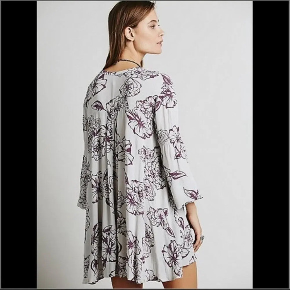 FREE PEOPLE Floral Foil Print Swing Tunic Floral Cloud Combo Extra Small XS - Picture 2 of 8